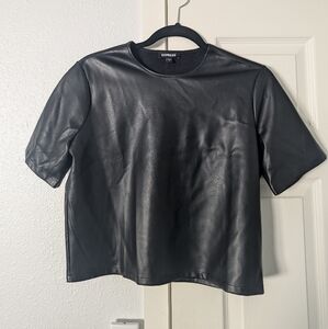 Express Black Faux Leather Top